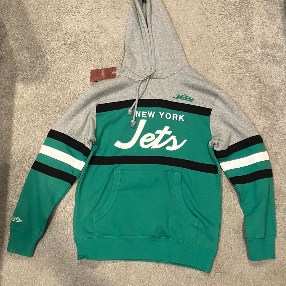 Mitchell & Ness New York Jets Hoodie in Gray and Teal